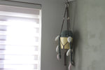 Cozy Macramé Plant Hanger – Yellow Planter with Grey Rope
