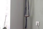 Cozy Macramé Plant Hanger – Wooden Platform with Dark Blue Rope