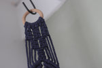 Cozy Macramé Plant Hanger – Wooden Platform with Dark Blue Rope