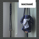 Cozy Macramé Plant Hanger – Wooden Platform with Dark Blue Rope