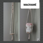 Cozy Macramé Plant Hanger – Wooden Platform with White Rope